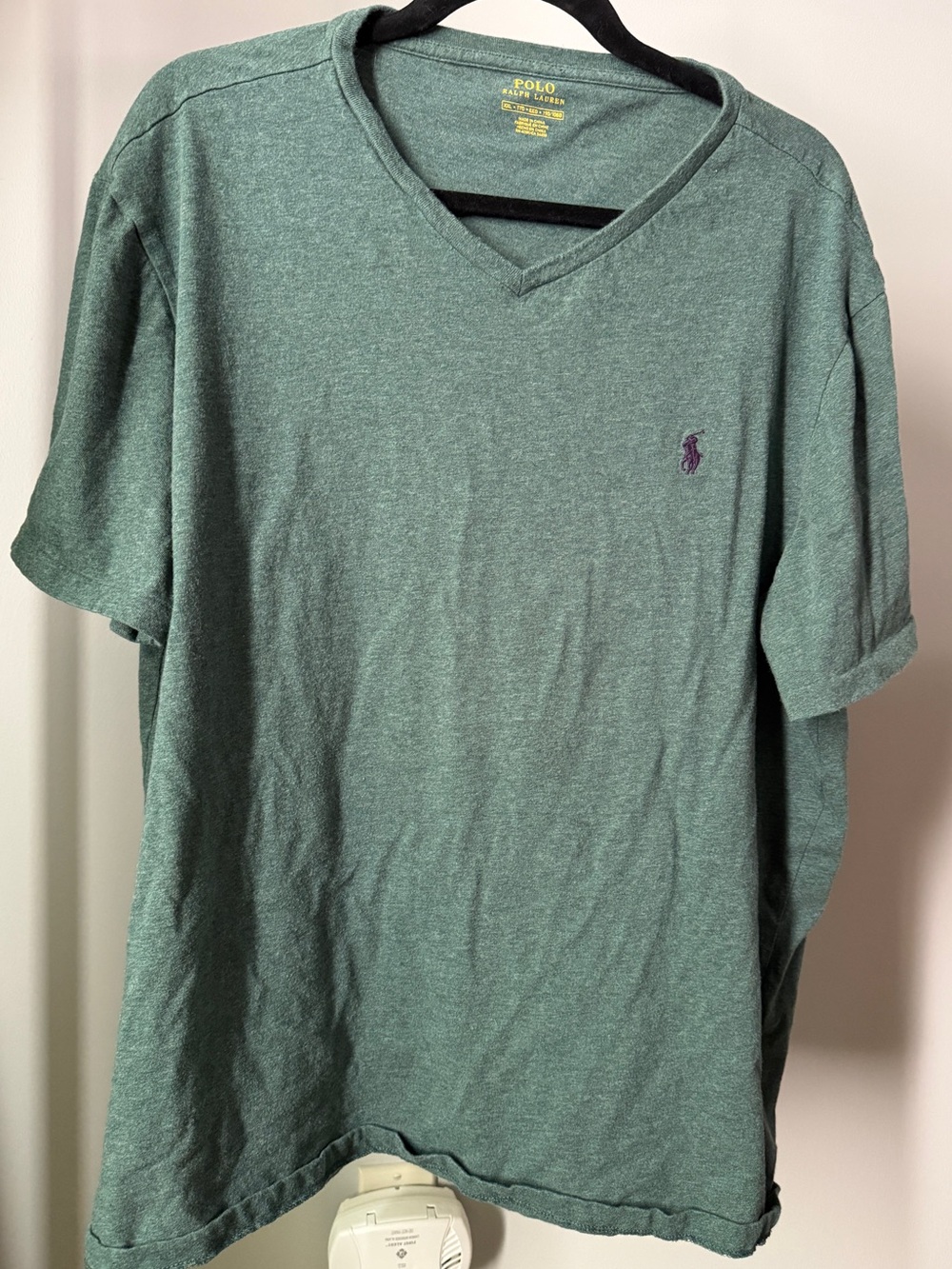 Polo Ralph Lauren Men's XXL Heathered Green V-Neck T-Shirt Embroidered Pony Logo